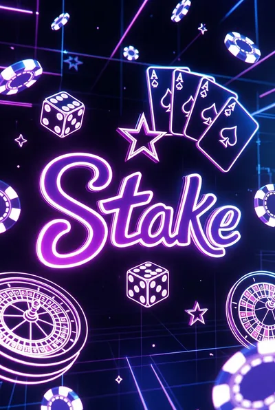 Neón con cartas, dados y ruleta: ambiente de casino asociado a Stake